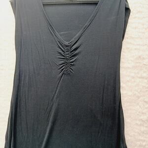 Tank Top Black Goth Minimalist Y2K Fitness Core Ruched Grunge Dark Chic Size M